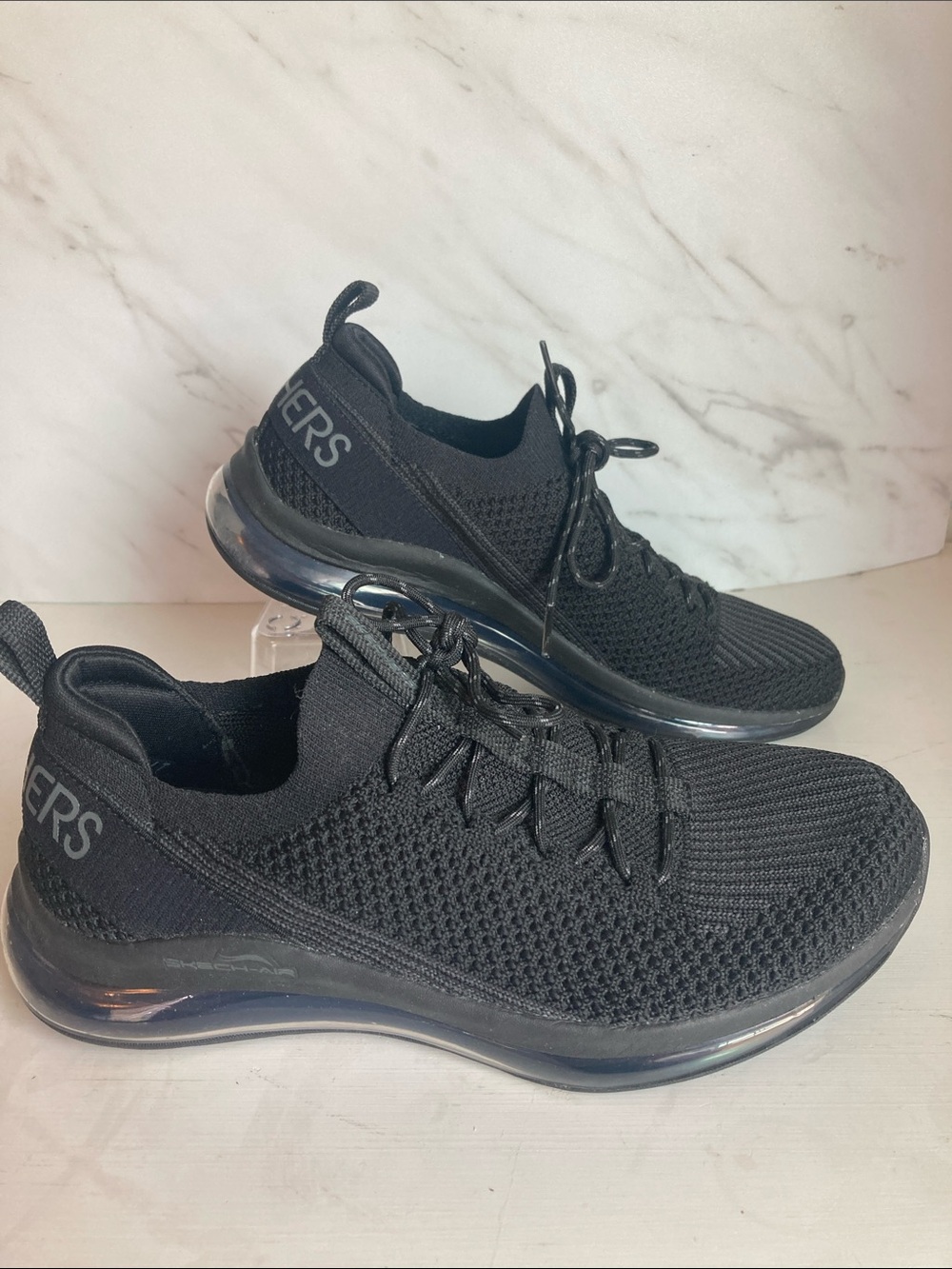 Women’s Skechers Black Knit Athletic Sneakers Air-Cool Memory Foam 7.5 M